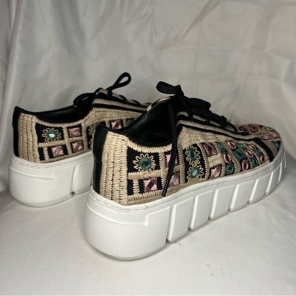 Free People Vionic Catch Me If You Can Embroidered Black and Tan Sneakers - Picture 6 of 10